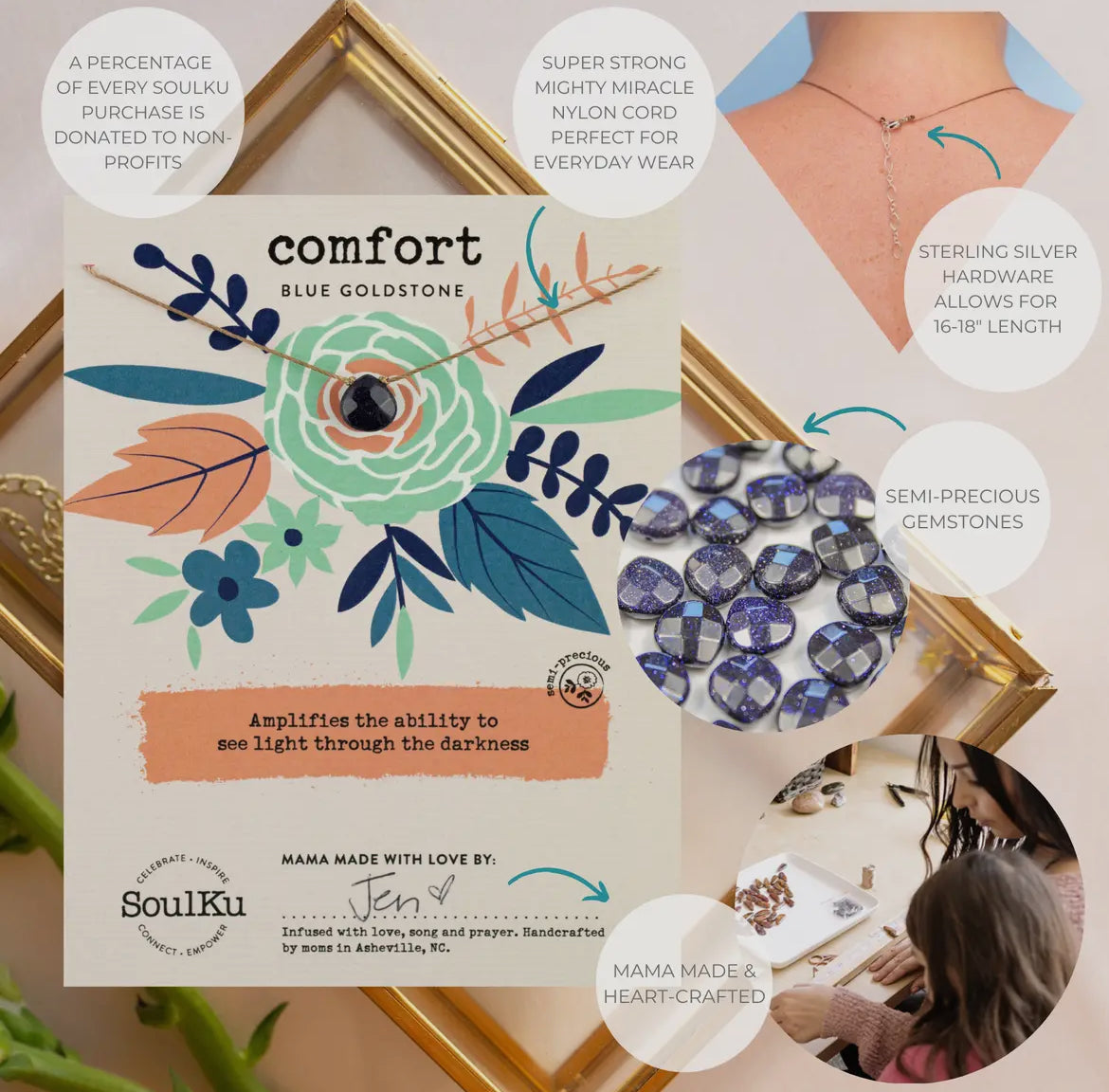 Blue Goldstone Soul-Full of Light Necklace Comfort