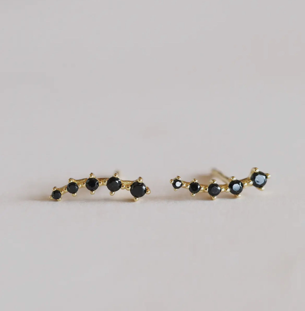 Crawler - Black Cz-Gold Earrings