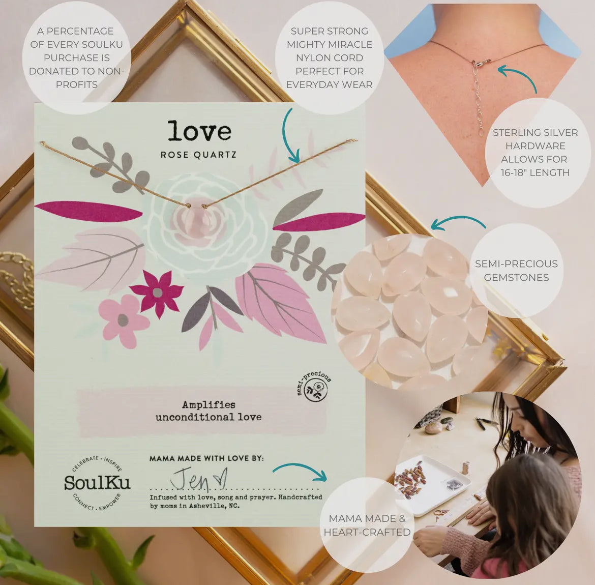 Rose Quartz Soul-Full of Light Necklace For Love