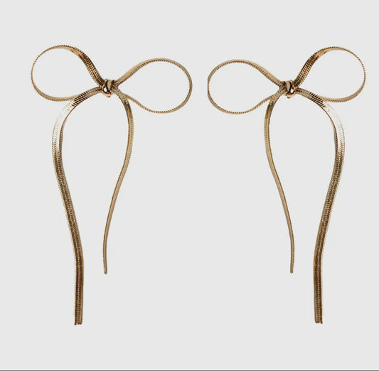 Maxi Gold Duster Bow Earrings